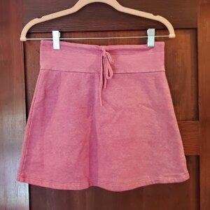 Small Rhubarb Bohemian Folk One of a Kind Mini Fleece Skirt in Hemp Cotton Blend